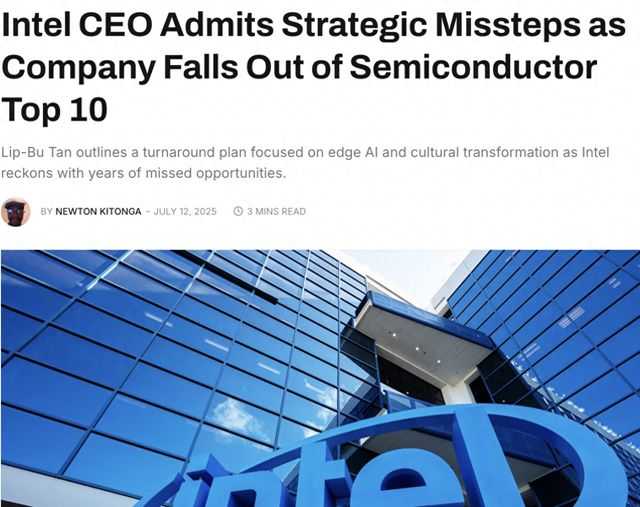 Intel Drops Out of Top 10 Semiconductor Companies, Faces $16.6B Quarterly Loss